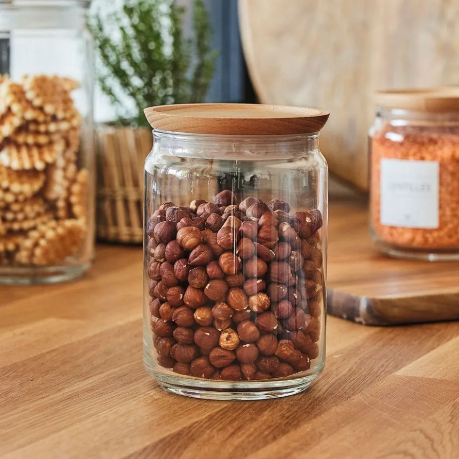 Luminarc Lot de deux pots de conservation Pure Jar Wood- 1L + 0,5L> Bocaux & Pots
