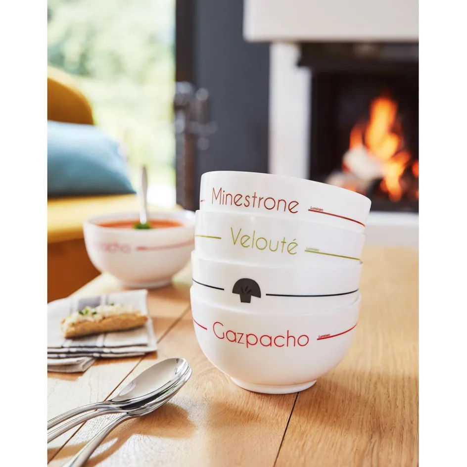 Luminarc Lots de 4 bols blancs décorés 7,9 cm Soupset> Bols|Bols