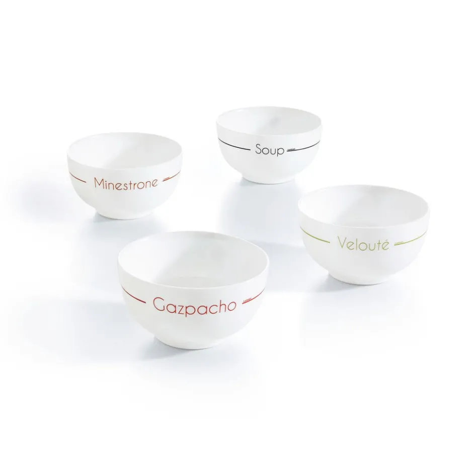Luminarc Lots de 4 bols blancs décorés 7,9 cm Soupset> Bols|Bols